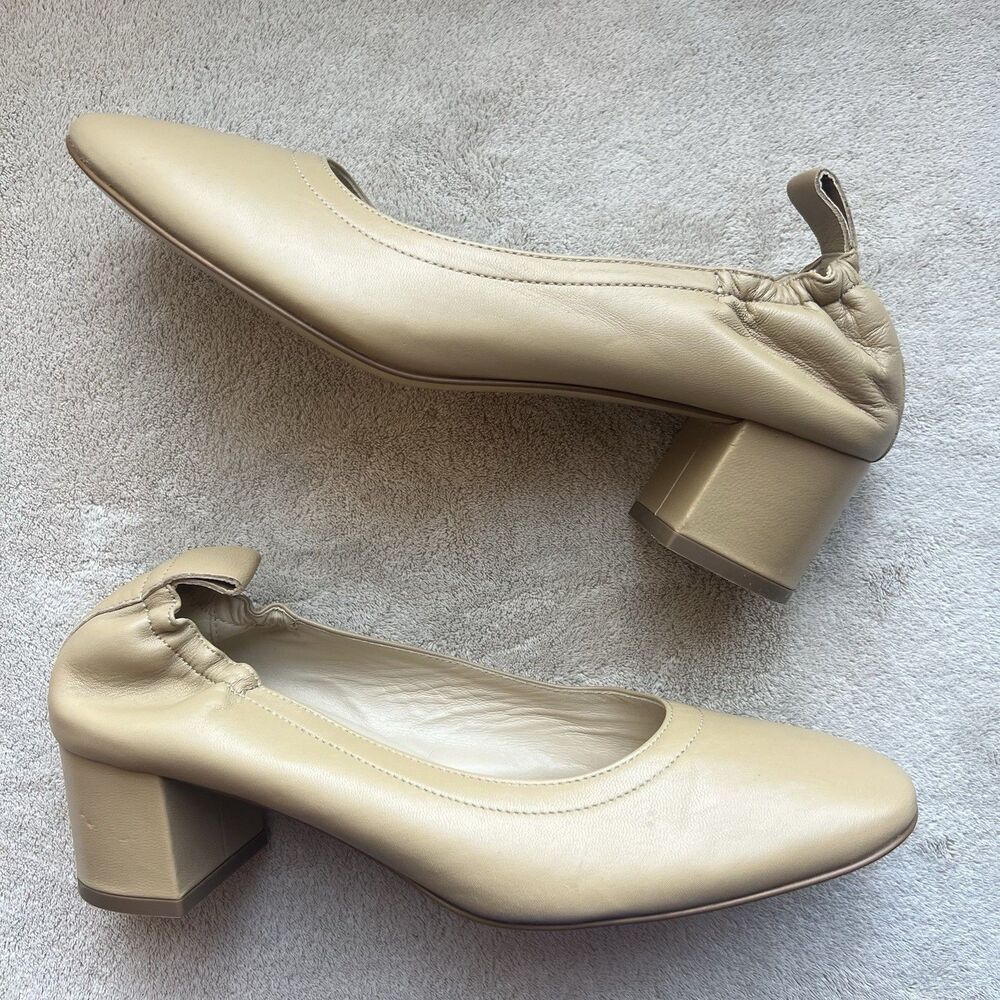 Everlane The Italian Leather Day Heel Beige Tan Women 8 Narrow Classic Neutral